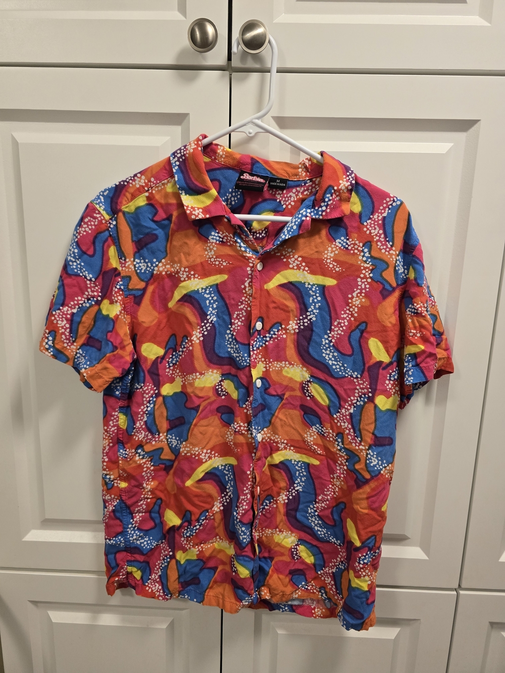 Barbie Men's Button Down Shirt Size Medium Pink Movie Primark